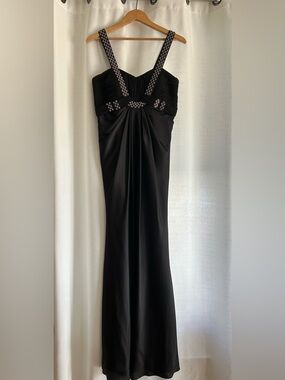 Black Strapless Evening Gown with Embellished Bust
